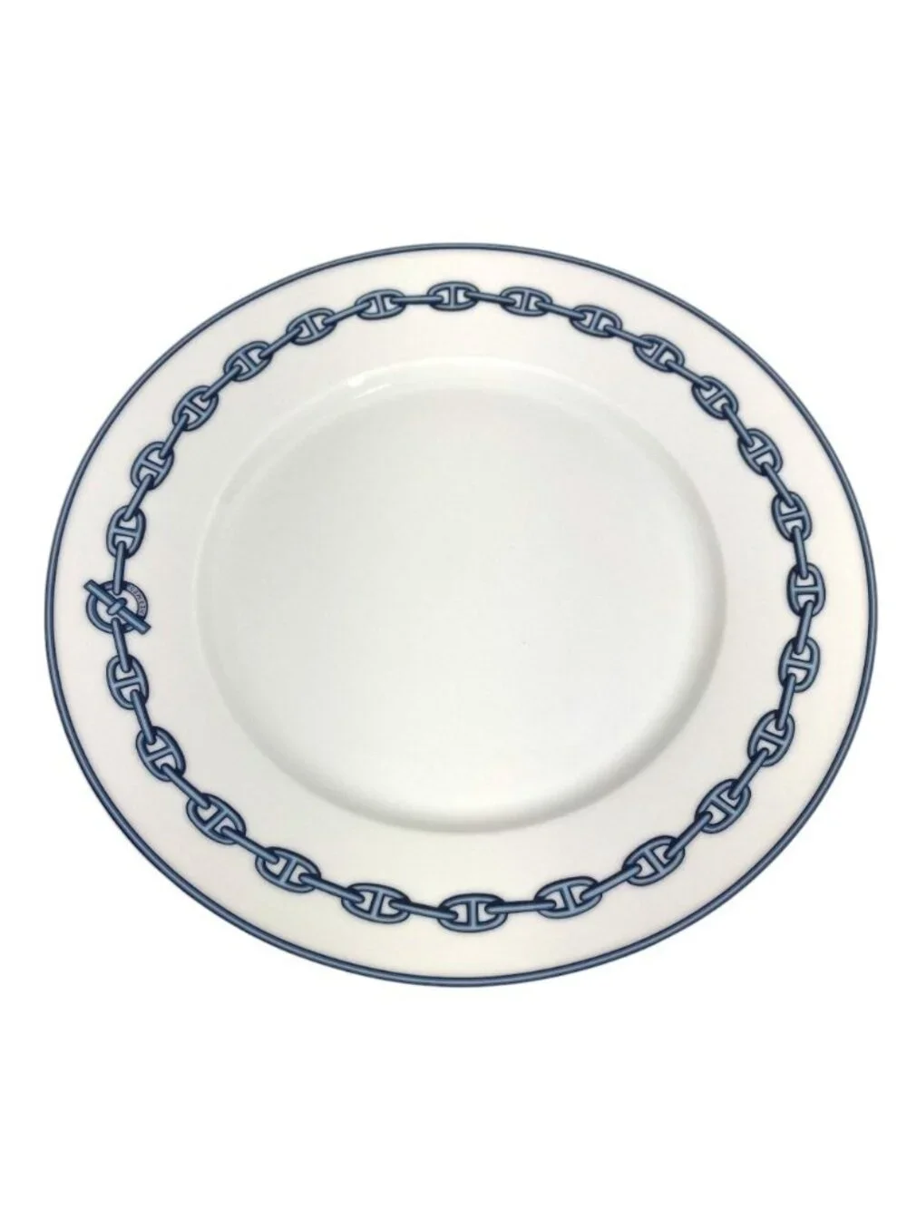 Hermes Plate Chaine D'Ancre Logo Ceramic Blue